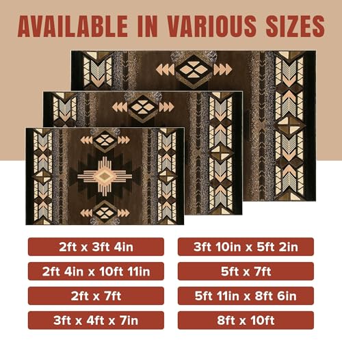Tapete decorativo tribal YHSF chocolate 2.4x10.11 pies miniatura 4