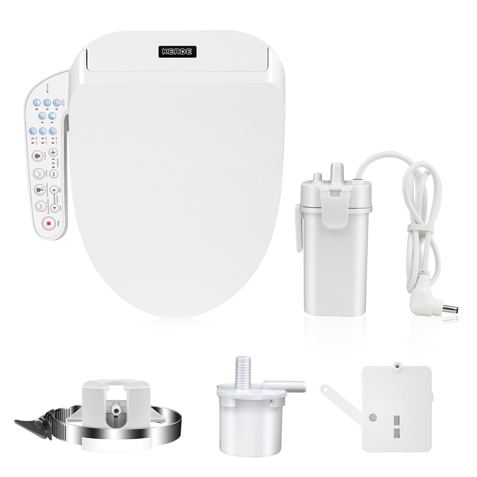 KERDE P30PRO Upgraded Automatic Flushing Toilet Cover,Smart Toilet Seat,Heated Water For Cleaning,Warm Air Drying,ConstAnt Temperature Seat,White,Electric Bidet Suitable For Existing Toilets