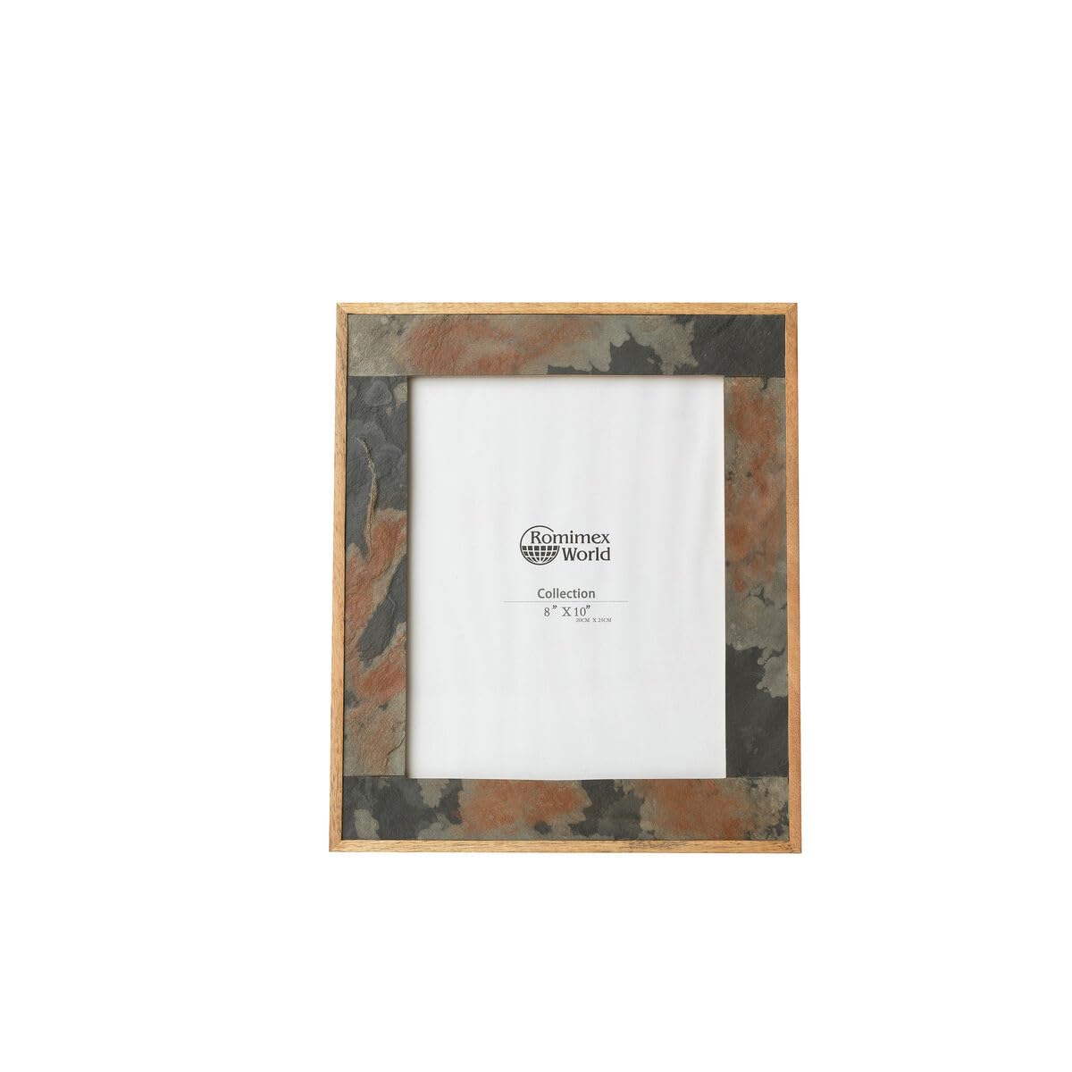 RomimexPicture Frame Brown Wood Granite 28 x 33 x 3 cm