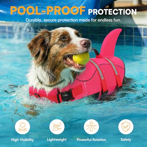 Queenmore Dog Life Jacket, Cute Shark Dog Life Vest for Swimming & Boating by Queenmore - Used condition - Image 6