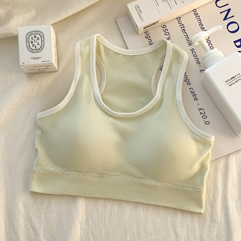 Image of Celary Girl's Sports Bra|Beginner Training Bra for Teens|Soft-Padded Wireless Seamless Crop Top|Teen Age Bra for Girls Age 12 to 17 Years|2 Piece Combo
