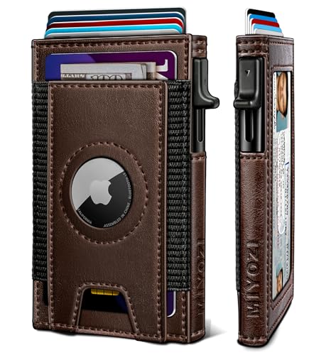 Airtag Wallet for Men, Slim Pop Up Credit Card Holder RFID Blocking Mens Minimalist wallet for 7-9 Cards ID Window, with Gift Box