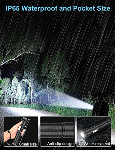 Led Tactical Flashlight Magnetic, 10000 High Lumens Usb C Rechargeable Flashlights 3000 Capacity Phone Charger 2 In 1-Cob Flash Light/Waterproof/Bright Flashlights For Emergencies Camping 6.92In,2Pack #TOP6