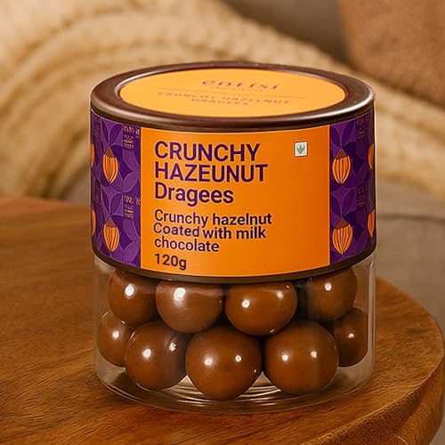 Image of Entisi Nutties Chocolates - Hazelnut Chocolate Coated Crunchy Dragees Jar - Gourmet Chocolate Nuts - Gift Jar - Smooth & Crunchy Milk Chocolate Treat - 120g