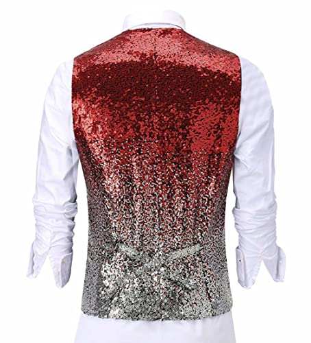 Tuikayoo Mens Suit Vest Gradient Sequin Party Fashion Waistcoat for Wedding Groomsmen2
