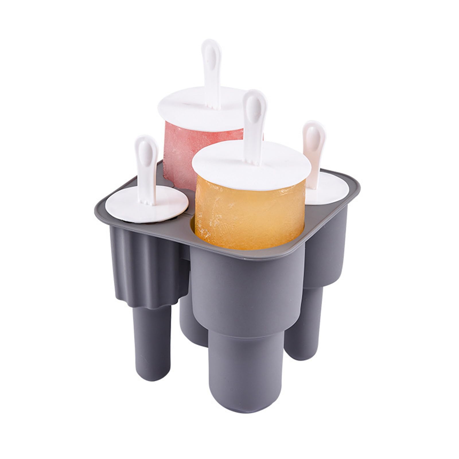 FACAILUO Flexible Silicone Ice Cream Mold Set for Handmade Popsicles Easy Releases 4 Cavity Mould Ice Lolly Making Mould