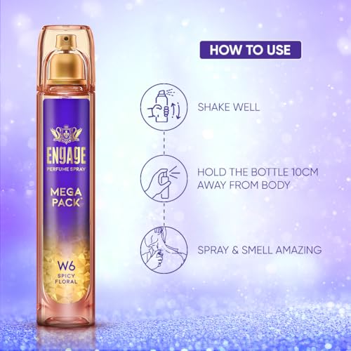 Image of Engage W6 Perfume for Women, Spicy and Floral Fragrance Scent, Skin Friendly Women Perfume, 160 ml