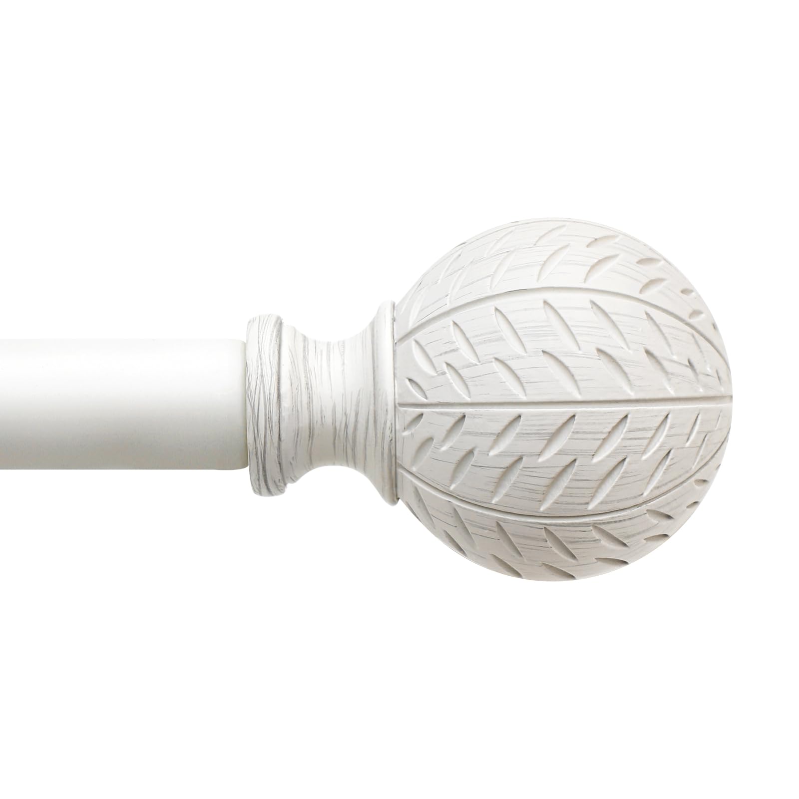 Photo 1 of QDWIS White Curtain Rods for Windows 48 to 84 Inch,1'' Diameter Drapery Rods with Leaf Pattern Finials,Boho Adjustable Heavy Duty Curtain Rods Set,36-88'',Antique White