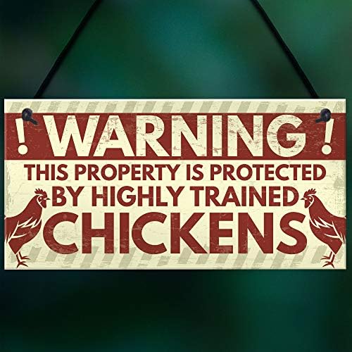 RED OCEAN Novelty Chicken Warning Sign Pet Bird Hen Gifts Chicken Coop Garden Home Plaque Funny Birthday Gift For Chicken Lovers