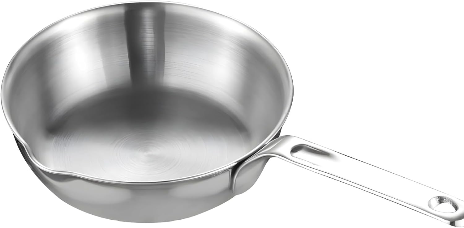 6.3-Inch Stainless Steel Butter Melter Pot, Small Sauce Pan for Induction and Gas Stoves, Dual Pour Spouts and Ergonomic Handle