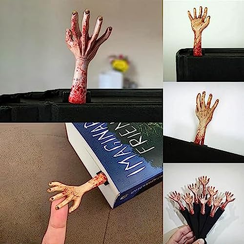 Marcadores de livro de mão assustadora para decorações de Halloween, marcador de livro de resina da mão do diabo, marcador de livro de mãos de monstro de terror personalizado thriller legal mão demônio marcador de livro para presentes para amantes de livros (1 peça)