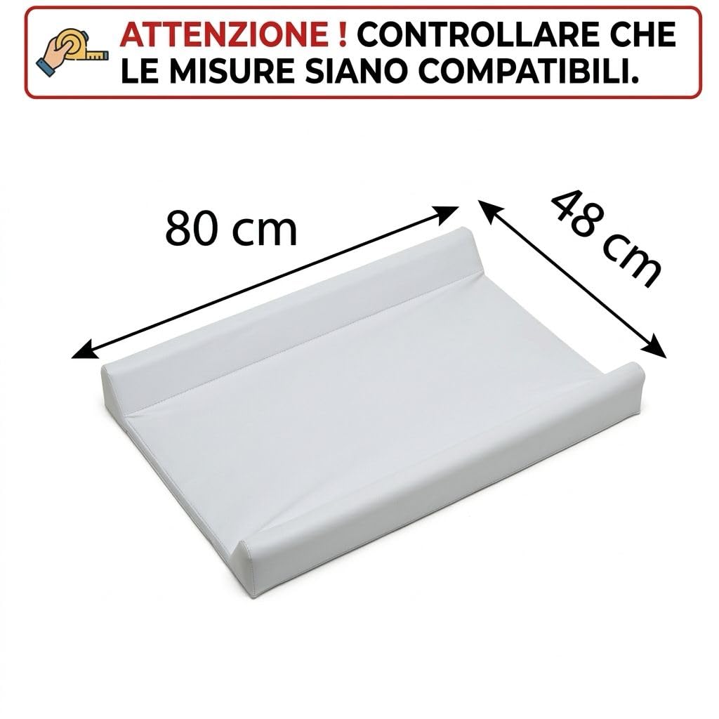 PALLA PALLINA Materassino Fasciatoio Per Cassettiera Con Sponde AntiCaduta 80X9X48 Cm Materasso Fasciatoio Neonato 100% PVC Impermeabile Lavabile PRODOTTO IN ITALIA (STELLINA TORTORA)