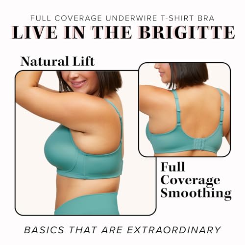 Image of Leading Lady, Brigitte Full Coverage, Underwire, Lightly Padded T-Shirt Bra, Side & Back Smoothing, Adjustable Straps,36A-54G