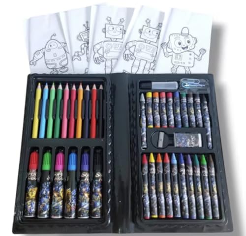 Estojo Material Escolar Maleta 48 Peças Completo (PRETO)