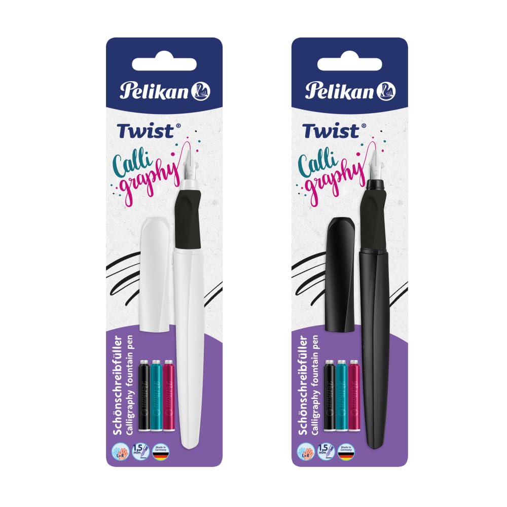 Pelikan Twist Calligraphy Calligraphy Calligraphy Pen 1.5mm Nib - White or Black (No Colour Choice)
