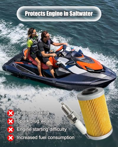 Image of Motorboat Maintenance Kit Compatible With Sea Doo PWC 4-Tec Models 2002 & Up, with Oil Filter O-Ring Spark Plugs