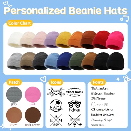 Custom Toddler Beanie Caps for Boys Girls, Personalized Winter Hat for Kids, 3 Sizes Beanies for Newborn to Adults3