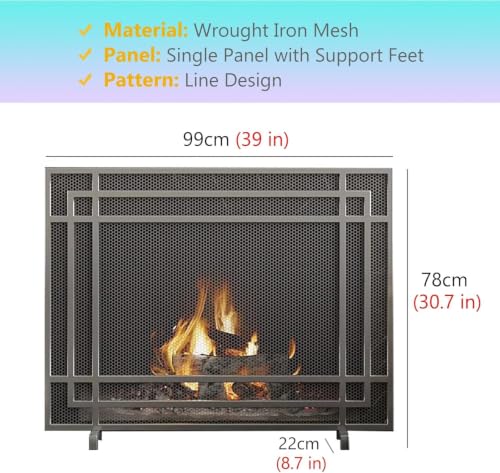 Protector contra chispas de chimenea de gas panel plano de 99x78 cm para estufas caseras 6
