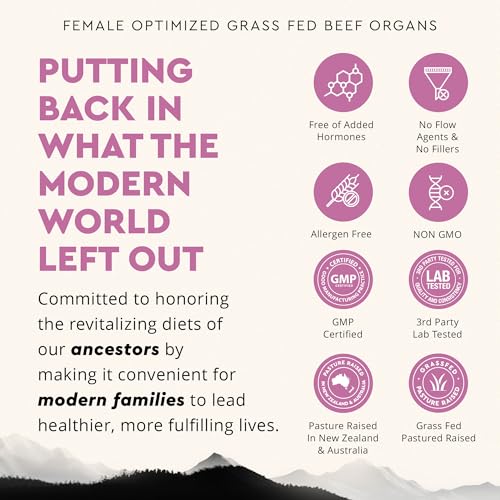 Image of Beef Organ Supplement for Women - Supports Hormone Balance, Energy & Wellness - Grass Fed, Pasture Raised Superfood - Liver, Heart, Kidney, Bone Marrow - Collagen, CoQ10, B12 - Female Support Blend