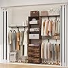   Closet-System-with-Drawers-8FT-Custom-Closet-Organizer-Systems-with-3-Shelving-Towers-Expandable-Hanging-Rods-Adjustable-Shelves-96-Walk-in-Closet-Kit-Corner-Closet-Wall-MountWalnut