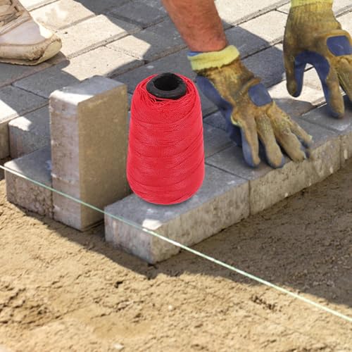 Homoyoyo Cuerda de Nylon para Albañilería Hilo Trenzado de Nylon para Construcción y Jardinería Resistente 2 Rollos Cordón Rojo para Herramientas de Construcción y Albañilería miniatura 6