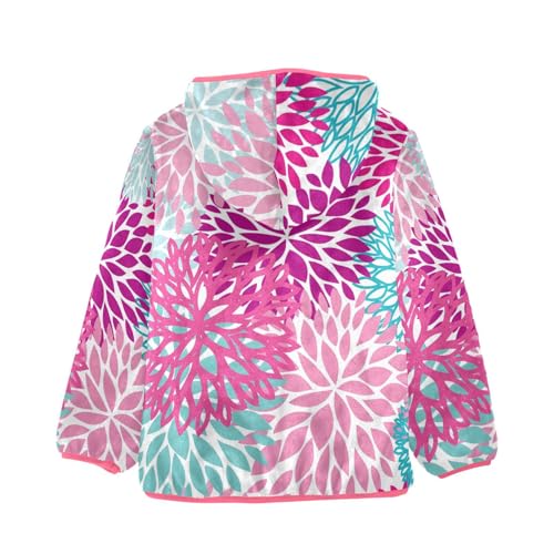 OTVEE Bright Pink Floral Kids Hoodie Jacket Fall Spring Full Zip Warm Outwear Coat2