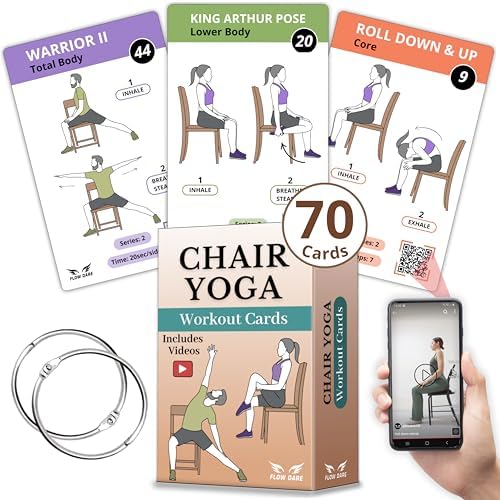 Chair Yoga for Seniors Over 60 – 70 Exercise Cards with Videos & ...