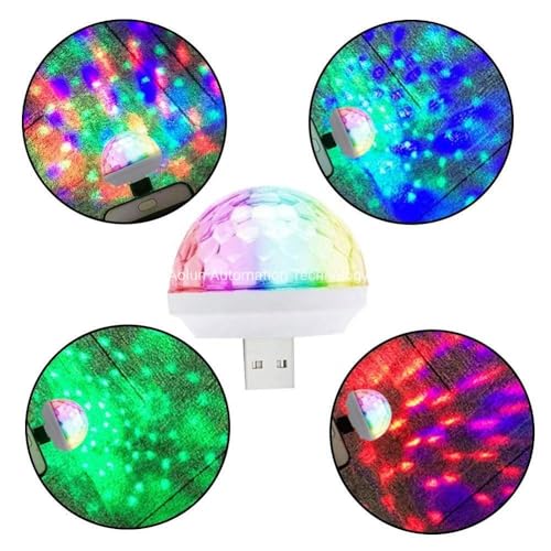 Mini Bola de LED Maluca USB para Celular, Luzes Cintilantes Giratórias e Pulsantes
