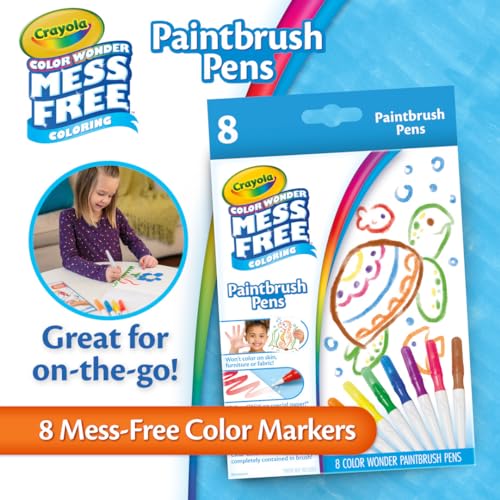Image of Crayola Color Wonder Paintbrush Pens, Mess Free Paint Set for Kids, 8ct Refill, 3+