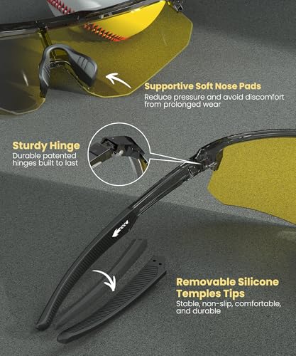 Image of Polarized Sports Sunglasses for Men Women, UV400 Protection Mens Sunglasses Wrap Around Sun Glasses for Cycling Running