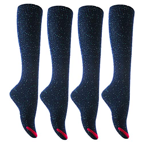 Lian LifeStyle Women's 4 Pairs Awesome Breathable Fancy and Cozy Knee High Cotton Boot Socks Size 6-9 (Navy) Lian LifeStyle Women's 4 Pairs Awesome Breathable Fancy and Cozy Knee High Cotton Boot Socks Size 6-9 (Navy)