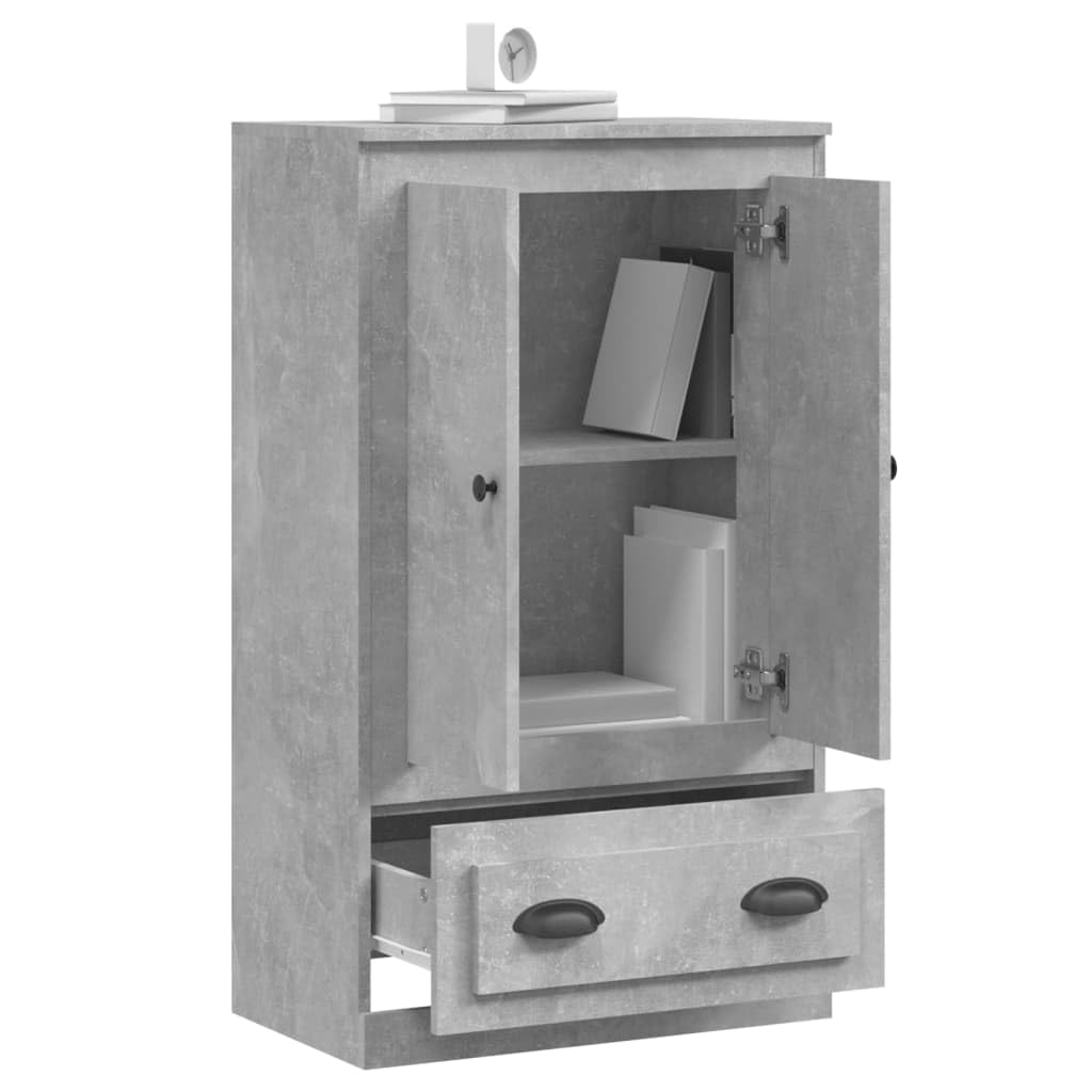 Générique Bufet wysoki szary beton 60 x 35,5 x 103,5 cm drewno inżynieryjne, minimalistyczna szafka do przechowywania, wysoki mebel z dużą przestrzenią do przechowywania do salonu lub przedpokoju