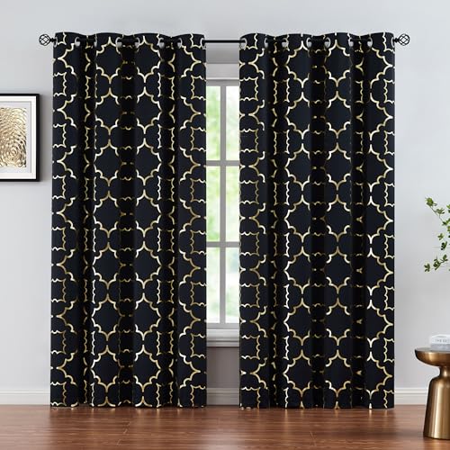 Purainbow Black Blackout Curtain Panels for Bedroom 84