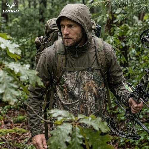 Image of LOOGU Rain Jacket for Men, Packable Waterproof Rain Shell Lightweight, S-3XL for Hiking Fishing Camping