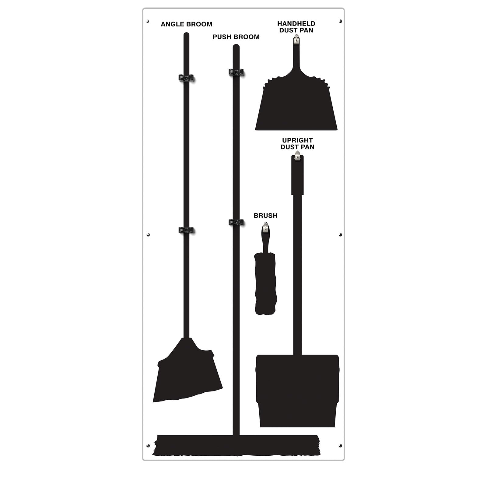 Clean & Sweep 5S Shadow Board/Wall Mount Broom Holder, 68" x 30" Board, 5S Cleaning Station - Board Only, Tools Sold Separately, Made in The USA by