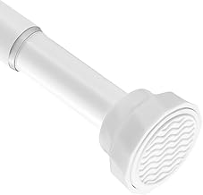 Extendable Curtain Rod, White, 73-256 cm, Telescopic Rod without Drilling, Diameter 25 mm, Shower Curtain Rod for Bathroom, Cupboard and Balcony