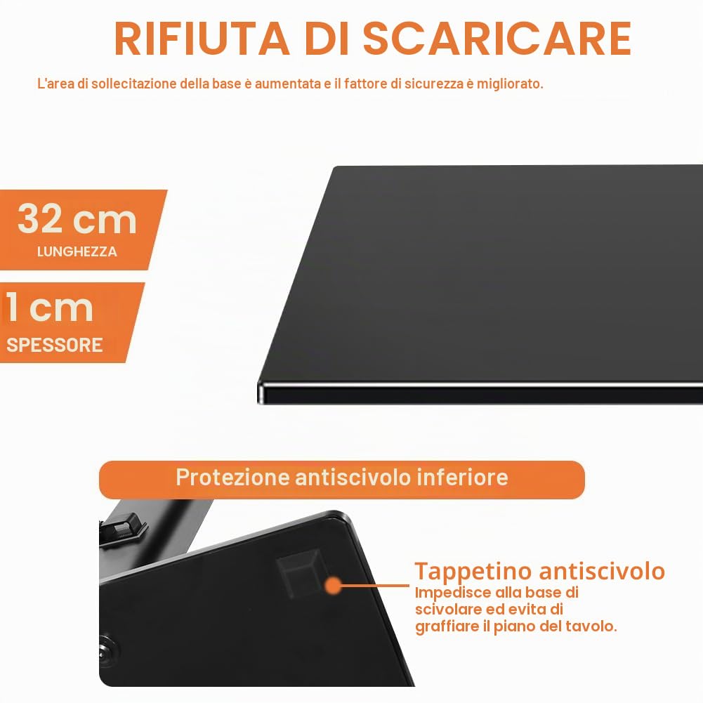 KKTONER Supporto singolo per monitor del computer, autoportante, supporto per monitor da 13" a 32", regolabile in altezza, girevole Vesa 75 x 75 mm/100 x 100 mm, supporta fino a 34,9 kg