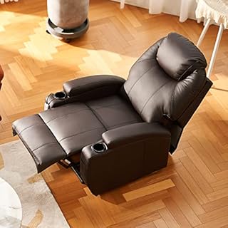 VONLUCE Electric Power Lift Recliner Chair, Reclining Heated Massage Chair with Footrest Cup Holders USB Port Storage Pockets, Faux Leather Reclining Arm Chair for Living Room Bedroom, Brown