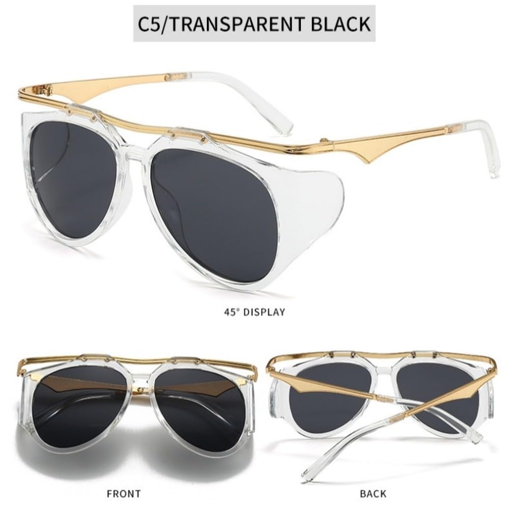 Duże męskie okulary przeciwsłoneczne dla kobiet, okrągłe okulary w stylu steampunk, vintage, gogle, UV400