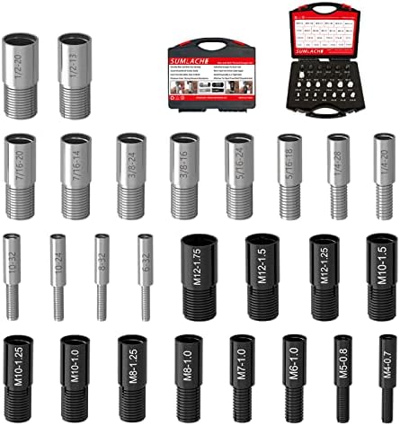 Nut & Bolt Thread Checker (Inch & Metric), 14 Inch & 12 Metric Nut and Bolt Thread Gauge Set, Bolt and Nut Gauge Especially for Checking Fixed Bolt or Threaded Hole in Corner or Tight Spot
