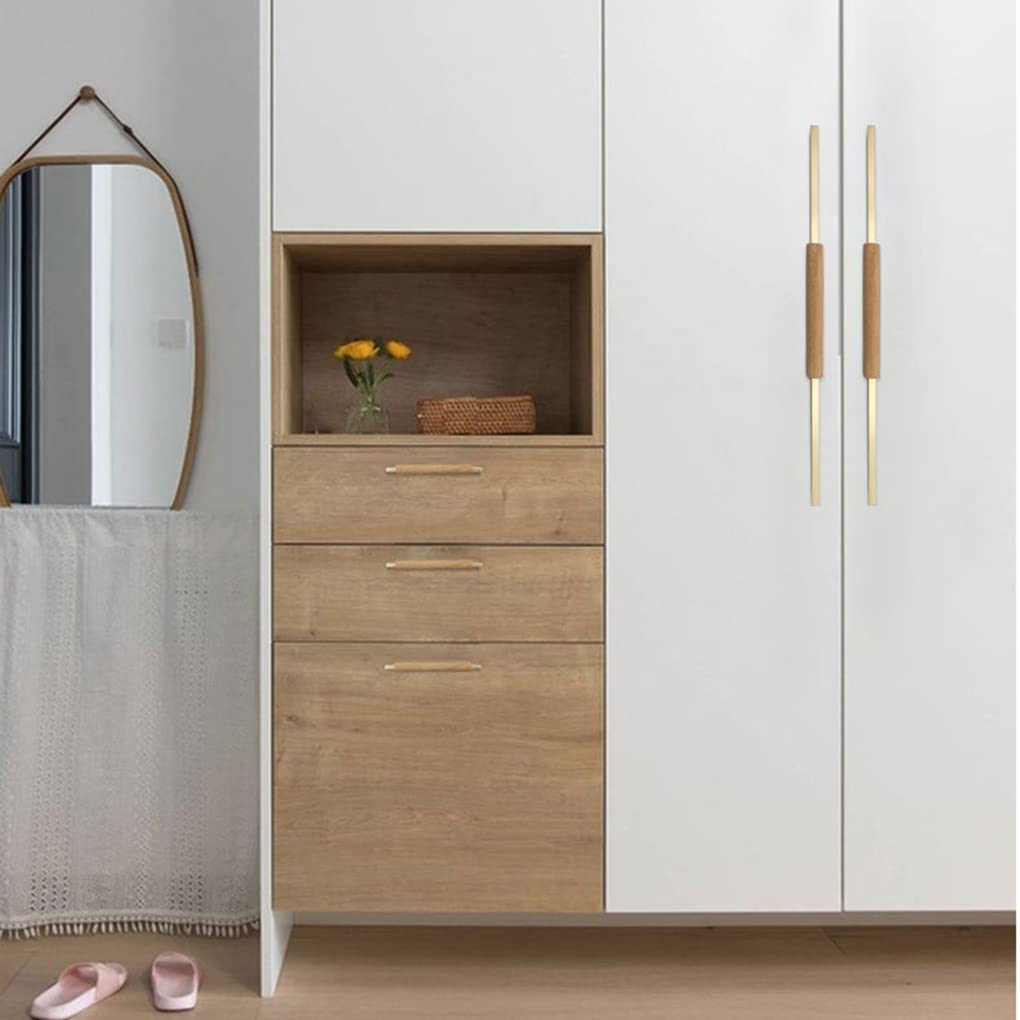 2 sztuki naturalnych drewnianych uchwytów, podstawa bukowa z litego aluminium, złota, regały na książki, uchwyty do szuflady, szafy, szafki na buty, komody, stolika nocnego (długość 1000 mm)