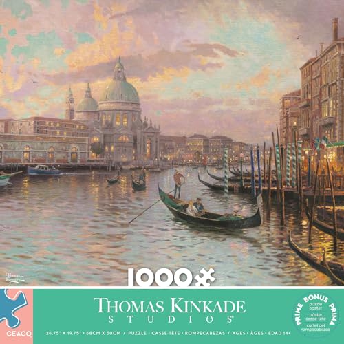 Rompecabezas Ceaco - Thomas Kinkade - Venecia - 1000 piezas - Actividad relajante y divertida para adultos miniatura 3