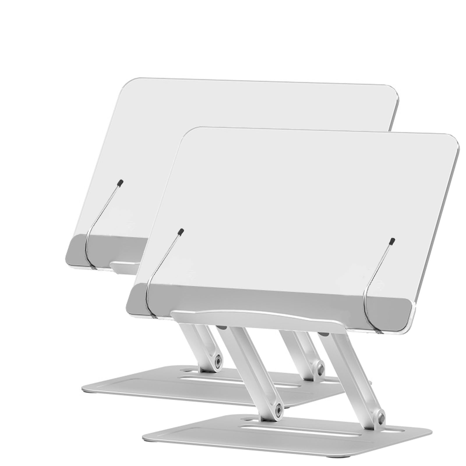 TUKA-i-AKUT 2pcs Support de Lecture en Aluminium et Acrylique, Réglable en Hauteur et Angle, Ergonomique Support de Ordinateur Portable, Pupitre pour Livre de Cuisine Tablette Liseuse, TKD8061-2X