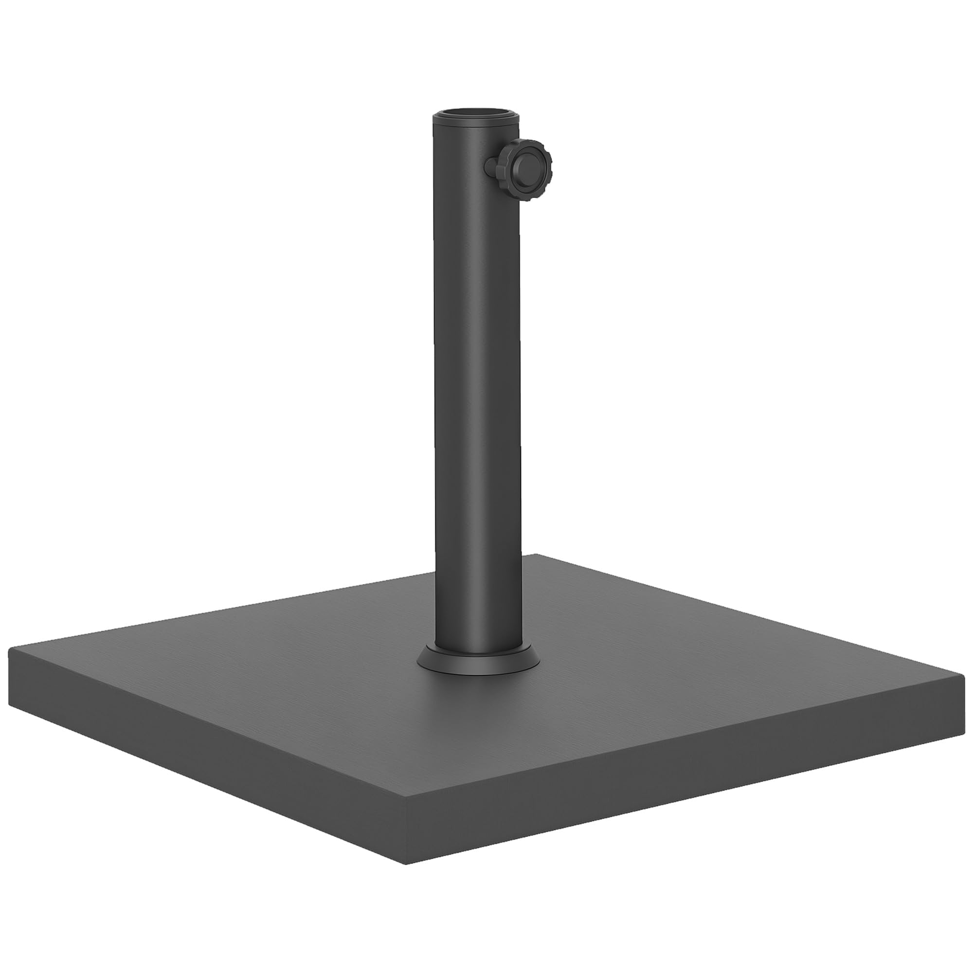 Outsunny Base per Ombrellone da Giardino in HDPE e Cemento, Basamento per Ombrellone Quadrato con Manovella Integrata, Supporto per Ombrelloni Ø38/48 mm, per Esterno, Bar, Patio, Peso 18 kg, Nero