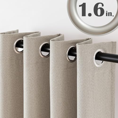 jinchan Room Darkening Curtain 84 Inch Length Beige Curtain for Bedroom Living Room Drape 1 Panel Texture Grommet Top Window Treatment 72 Inches Wide by 84 Inches Long - Image 6