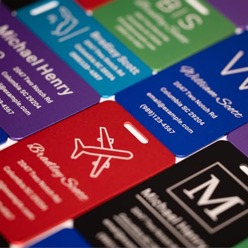 Personalized Luggage Tags for Suitcases Custom Metal Name Tags for Backpacks Bags Travel - Vertical (Black)2