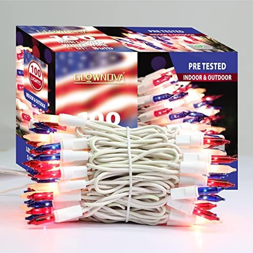 GLOWNOVA Patriotic String Lights, 100 Count 19.6 FT July