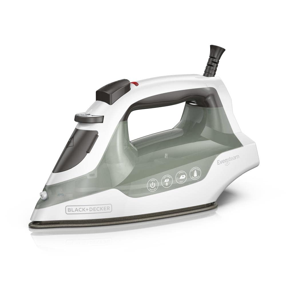 BLACK+DECKER Easy Steam Compact Iron with TrueGlide Nonstick Soleplate, Pivoting Cord, SmartSteam Technology