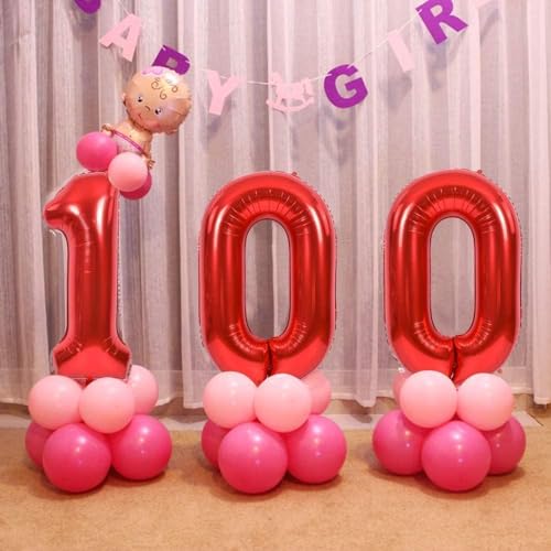 Image of TONIFUL 40 Inch Red Number 60 Balloons Large Foil 60th Birthday Decorations