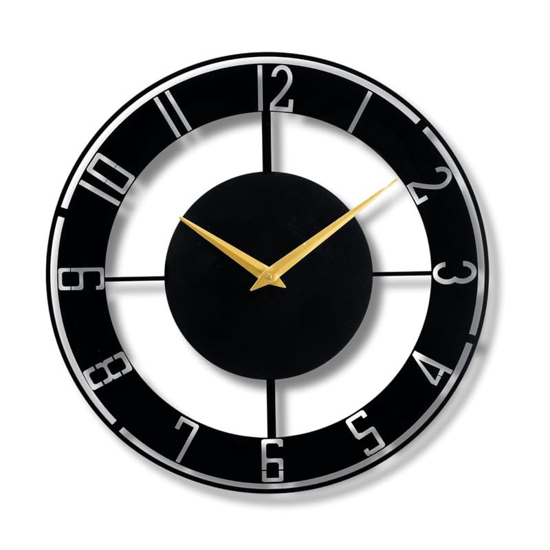 Image of Metallic Analog Wall Clock for Home, Office, Living Room, Bedroom, Kids Room and Kitchen (40 X 40 Cm) | Big Size Stylish Home Decor | (Battery Included)
